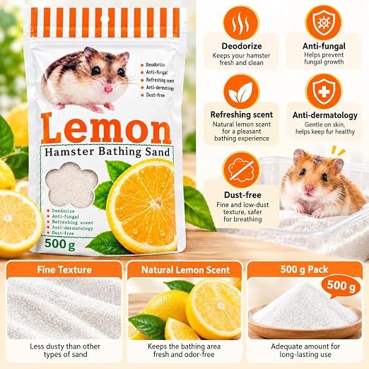 Petzlifeworld Scented Hamster Bath Sand 500g – Rose, Lavender, Green Apple & Lemon
