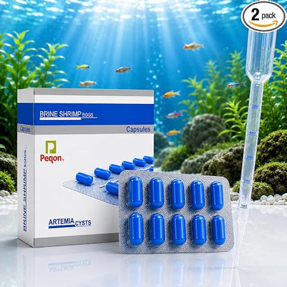 petzlifeworld 2-in-1 Peqon Artemia Cysts (1 Strip) 10 Capsules with 5ML Pipette Dropper | 90% Hatching Rate | Live Fish Food for Fry, Guppy, Betta, Angelfish, Discus, Tetras, Cichlids