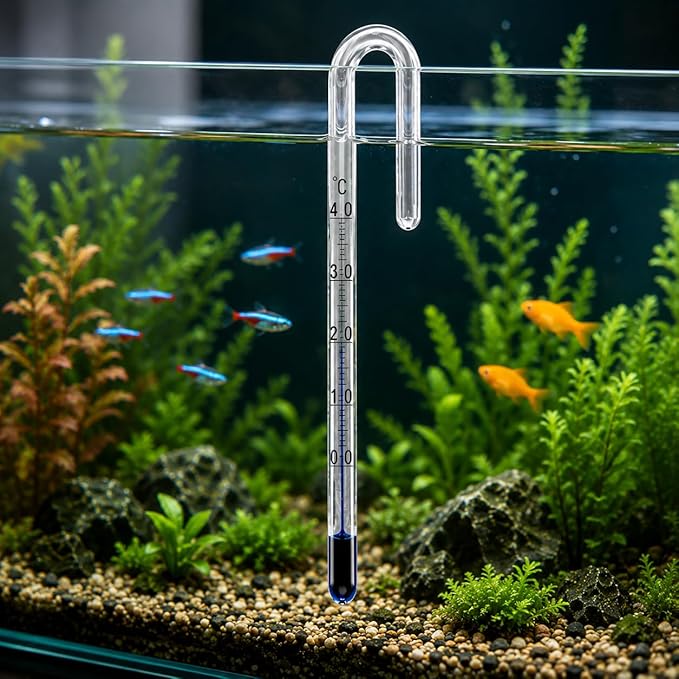 Petzlifeworld Aquarium Fish Tank Hanging Thermometer No Sucker Needed | Accurate Reading