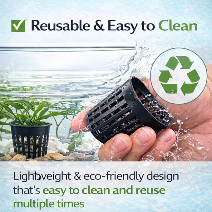 petzlifeworld Aquarium Hydroponic Pot 4cm (Black) | Nano Plastic Net Cup for Fish Tank Plants | Reusable Porous Basket for Aquatic & Hydroponic Growing