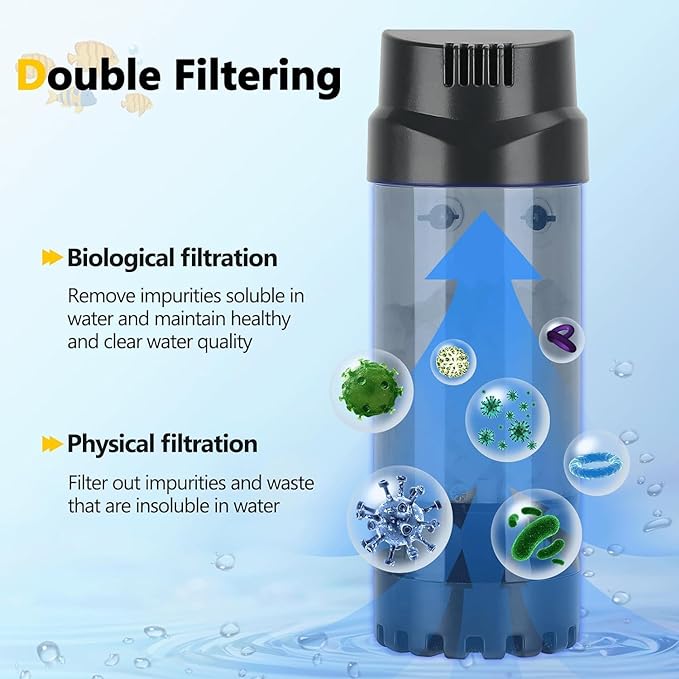 Nepall Aquarium Fluidized Moving Bed Filter, Fish Tank Bubble Bio Filter Media with Air Stone Dissolved Oxygen