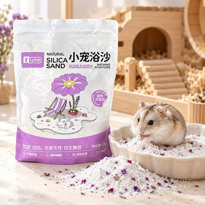 Petzlifeworld 1.2Kg Natural Silica Bath Sand for Hamster | Odor-Control Grooming Sand for Hamsters, Guinea Pigs, Gerbils & Chinchillas | Clean, Safe & Mess-Free Bathing