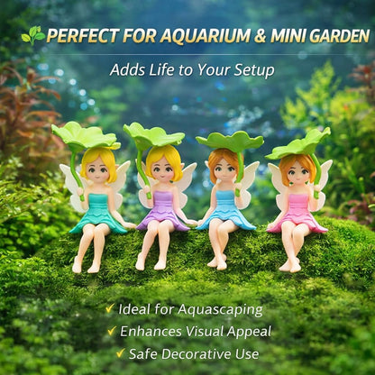 Petzlifeworld Cute Lotus Leaf Fairy Figurines (2 Pcs) | Miniature Aquarium Decoration, Car Dashboard Decor, Home Tabletop Showpiece | Aesthetic Gift for Girls, Women & Couples
