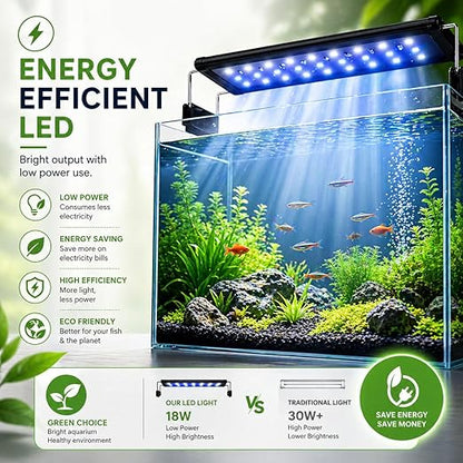 petzlifeworld Aquarium LED Light | Ultra Slim 1cm Design | Extendable Brackets | Waterproof Light for Freshwater & Saltwater | Energy Efficient Full Spectrum Lighting