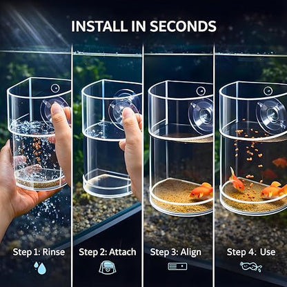 petzlifeworld  M65 Transparent Fish Feeding Chamber Aquarium Feeding Ring with Suction Cup | Prevents Food Waste & Keeps Tank Clean | Ideal for Betta, Guppy & Community Fish Tanks