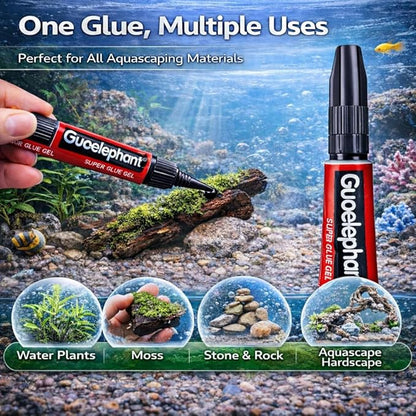 petzlifeworld Aquarium (Guoelephant) Glue Quick-Dry Gel – Fish Safe Adhesive for Aquascaping Plants, Moss, Coral & Driftwood