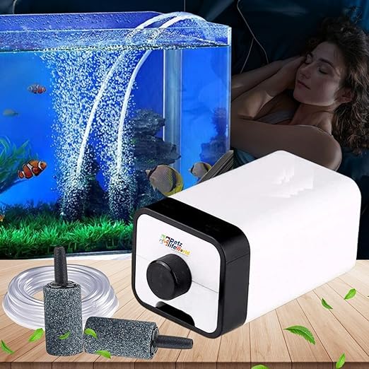 Sunsun Ct Series Air Volume Adjustable Aquarium Oxygen Air Pump With 3 Meter Air Tube & 2 Air Stone For Fish Tank (Ct-202, 2 Way)