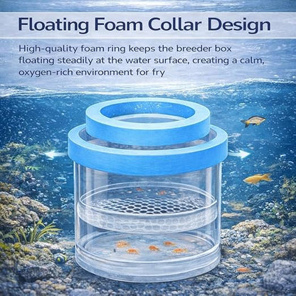 petzlifeworld Floating Fish Breeder Box for Aquarium – 10cm Double Layer Isolation Incubator with Foam Collar | Clear Fry Protection Box for Guppy, Betta & Small Fish