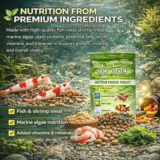 Aquatic Remedies 30G  Gene Eleven Bottom Feeder Tablet Fish Food | Sinking Tablet Feed for Plecos, Shrimps, Crayfish, Lobsters & Crabs | All Life Stages Aquarium Feed