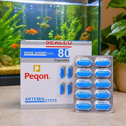 Peqon Artemia Cysts Brine Shrimp Eggs With 90% Hatching Rate For Baby Fish (1 Strip (10 Capsules)) By Petzlifeworld