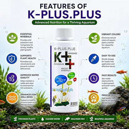 petzlifeworld Aquatic Remedies K++ Aquarium Plant Fertilizer (220ml) | Potassium (K), Manganese (Mn) & Calcium (Ca) Mineral Enrichment for Aquatic Plant Growth | Suitable for Freshwater & Saltwater Aquariums