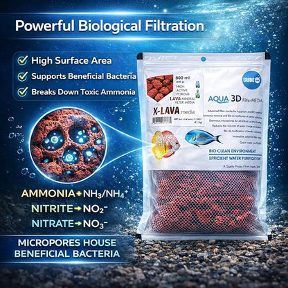 Aquatic Remedies X-Lava Filter Media, 800ML (600G) | The Finest Hand Picked Volcano Lava Porous and Water Treatment Filter Media for Aquarium