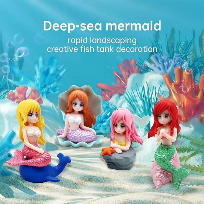 PetzLifeworld Miniature Mermaid Cute Resin Toys for Aquarium Fish Tank Decoration and Desk, Terrarium, Cake and Indoor DIY Decorations