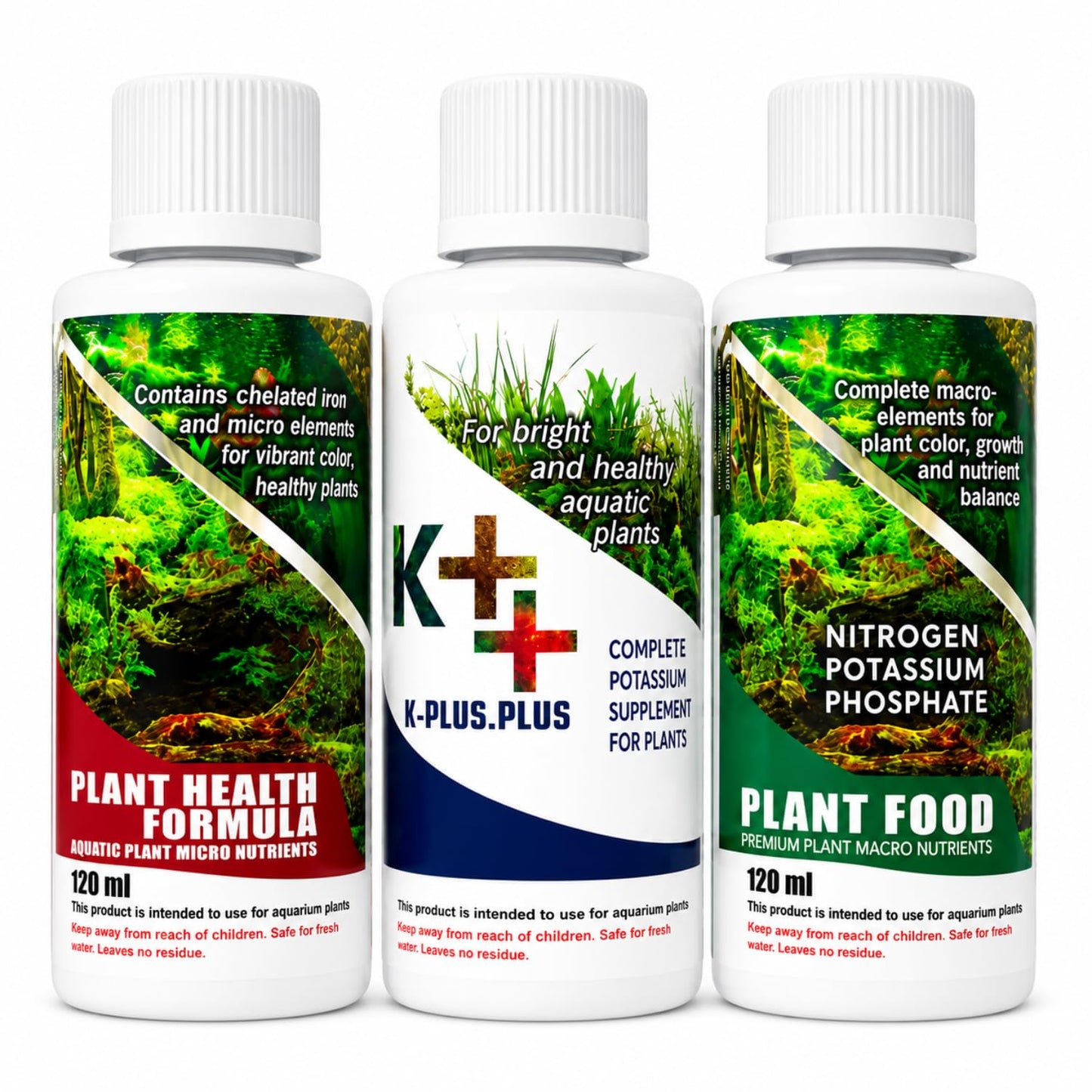 Petzlifeworld Aquatic Remedies (Pack of 3) Aquarium Plant Health Formula 120Ml & Plant Food 120Ml & K-Plus Plus 100Ml - Liquid