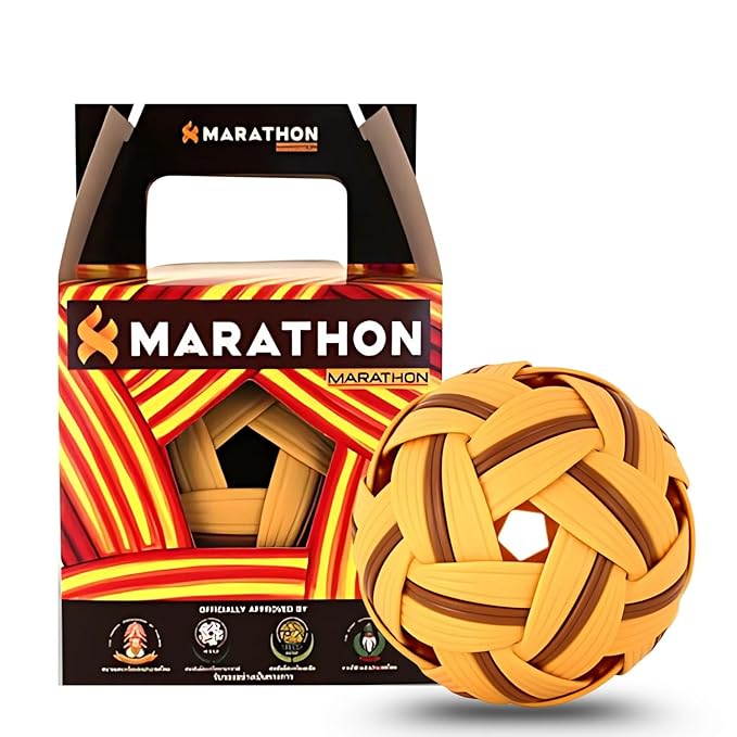 petzlifeworld  Marathon MT-201 Competition General Sepak Takraw Ball for Men | Lightweight Rattan-Style Plastic Ball | Durable & Safe for Indoor/Outdoor Play | Made in Thailand