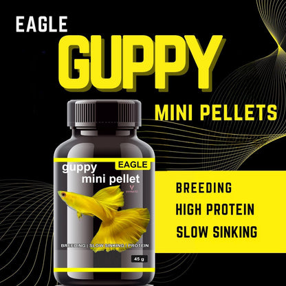 Eagle Guppy Fish Food Combo (Guppy Flake 100ml + Mini Pellet 45g)