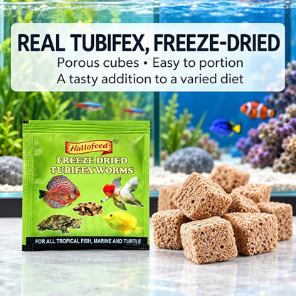 Petzlifeworld Freeze-Dried Tubifex Worms Fish Food, Pack of 10 (15g) | Floating Treat for Freshwater & Marine Aquarium Fish