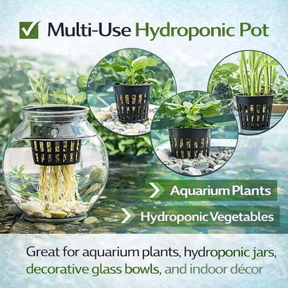 petzlifeworld Aquarium Hydroponic Pot 4cm (Black) | Nano Plastic Net Cup for Fish Tank Plants | Reusable Porous Basket for Aquatic & Hydroponic Growing