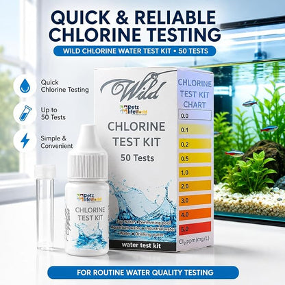 Aquatic Remedies Wild Chlorine Water Test Kit, 50 Tests | Chlorine Testing Kit with Reagent, Test Tube & Colour Chart | for Aquarium, Pool, Tap, Drinking & Industrial Water