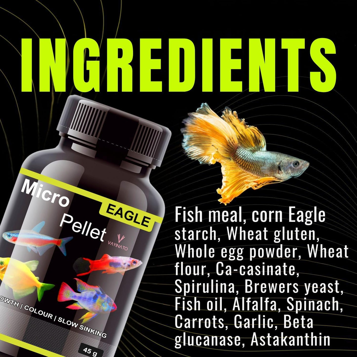 Eagle (Pack of 2 * 45g) Micro Pellet - Slow Sinking Fish Food for Fast Growth & Color