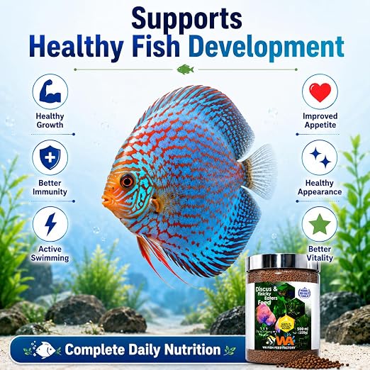 Petzlifeworld Wa Discus&Finicky Eaters Fish Food,500Ml(220G)|Garlic Extract Added|Slow Sinking Pellets
