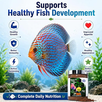 Petzlifeworld Wa Discus&Finicky Eaters Fish Food,500Ml(220G)|Garlic Extract Added|Slow Sinking Pellets