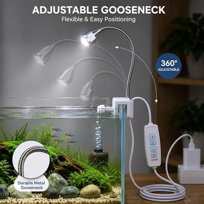 petzlifeworld LY 007 Mini Aquarium LED Spotlight (1 Pc) | 3W Flexible Gooseneck Lamp with Controller | Adjustable Brightness & 3 Light Modes | USB Powered for Fish Tank, Terrarium & Indoor Plants