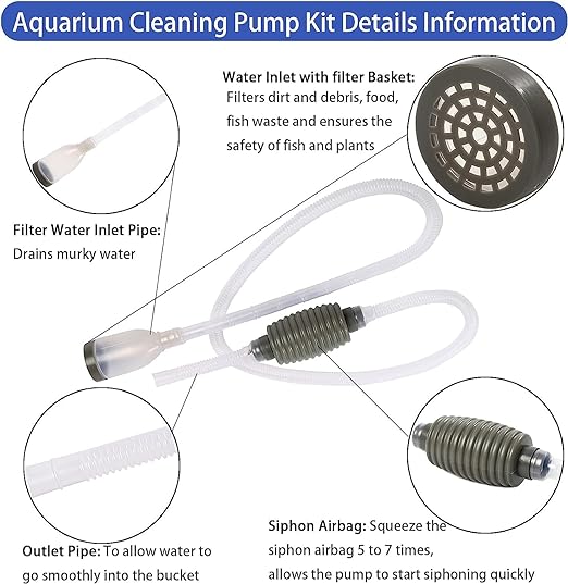 Petzlifeworld Aquarium Fish Tank Water Changing Siphon Pipe (1.5 Meter) Easy to Use | Grey Colour