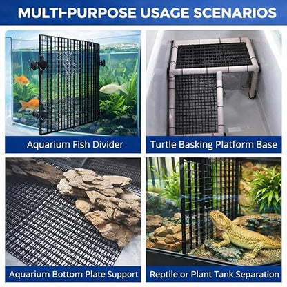 Petzlifeworld Fish Tank Divider Egg Crate Panel with Clips | 30×30cm PP Plastic Aquarium Divider Grid | Cuttable Mesh for Fish, Turtle, Reptile & Plant Tank Separation-Black And White