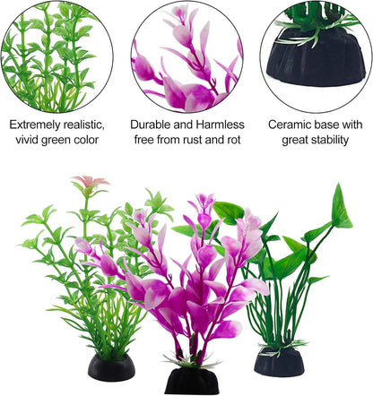 Petzlifeworld Artificial Aquarium Plants – Pack of 5 Plastic Fish Tank Decorations