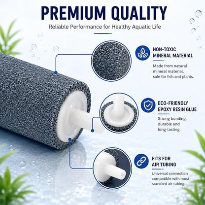 petzlifeworld 1.5 Inch Aquarium Air Stone Diffuser, Pack of 6 | Fine Bubble Oxygen Aerator Stone with Air Tube Connector | Bubble Stone for Fish Tank, Aquarium & Hydroponics