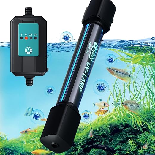 YEE Aquarium Fish Tank Submersible UV Light with Timer for Crystal Clear Water in Aquarium, Koi Pond and Swimming Pool | Helps to Removes Green Algea and Provide Clear Water
