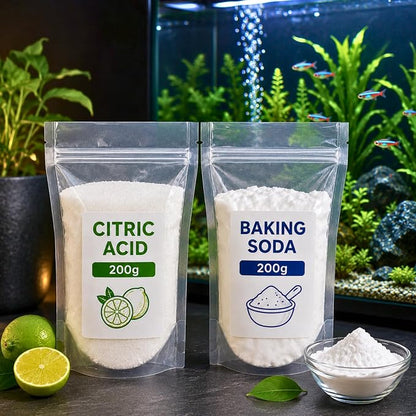 petzlifeworld  DIY Aquarium CO2 Essential Kit – Citric Acid 200g + Baking Soda 200g | CO2 Generator Ingredients for Planted Aquarium & Aquascaping | 400g Combo Pack