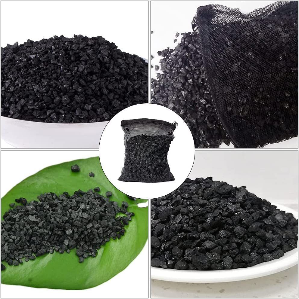 Petzlifewold Activated Carbon Aquarium Filter Bags Fish Tank, 500g - Aquarium Filter Media Activated Carbon  - Pond Canister Filter Net Mesh Granules