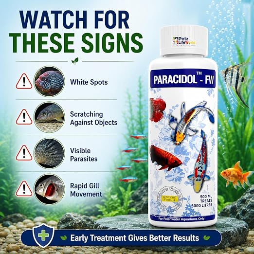 Petzlifeworld Aquatic remedies Paracidol  for Fresh Water Aquarium | Complete Fish Care | Healthy Fish, Healthy Aquarium