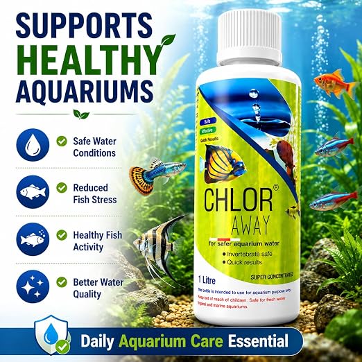 Petzlifeworld Aquatic Remedies 1L Chlor Away Aquarium Water Conditioner | Removes Chlorine & Chloramine from Tap Water