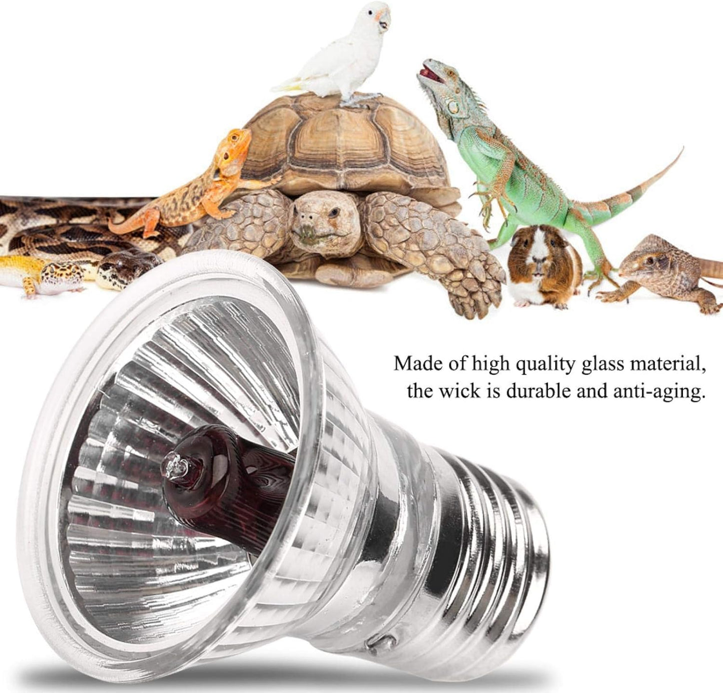 Petzlifeworld 50W Infrared UV Rays (Red) Reptile Turtle Heat Lamp Lights, Night Use UVA UVB Aquarium Bulbs