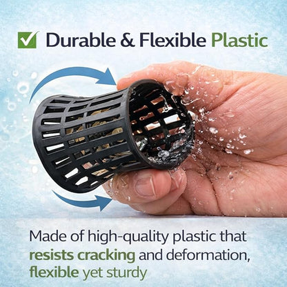 petzlifeworld Aquarium Hydroponic Pot 4cm (Black) | Nano Plastic Net Cup for Fish Tank Plants | Reusable Porous Basket for Aquatic & Hydroponic Growing