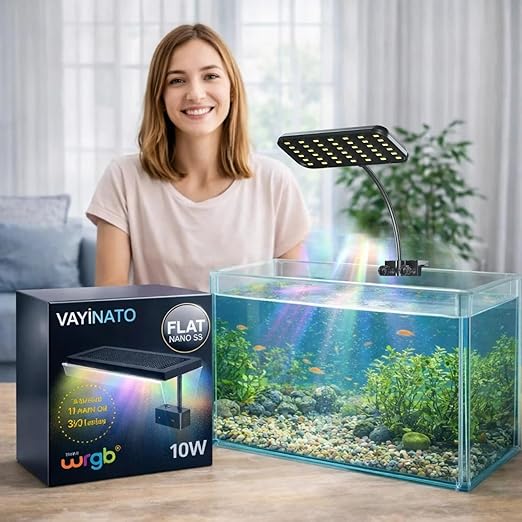 Bluepet  10W Flat Nano S3 Full Spectrum Aquarium Light – Clip-On LED Light with 360° Flexible Head for Planted Nano Fish Tanks