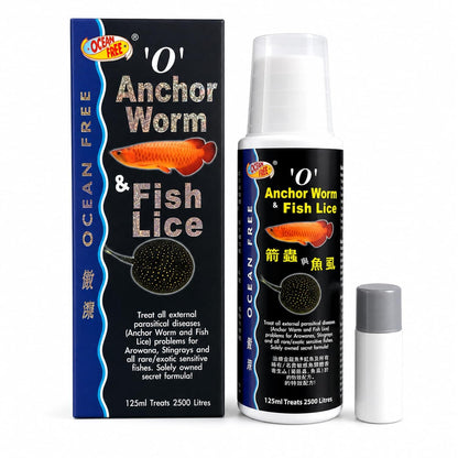 Petzlifeworld Ocean Free O Anchor Worm & Fish Lice, 125ML | Treats All External parasitical Disease Problems for Arowana's, Stingrays and All Rare/Exotic Sensitive Fishes