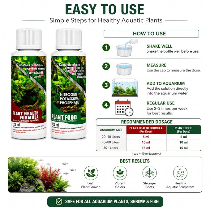 petzlifeworld Aquatic Remedies Aquarium Plants Fertiliser Combo, Plant Health Formula-120ML & Plant Food-120ML