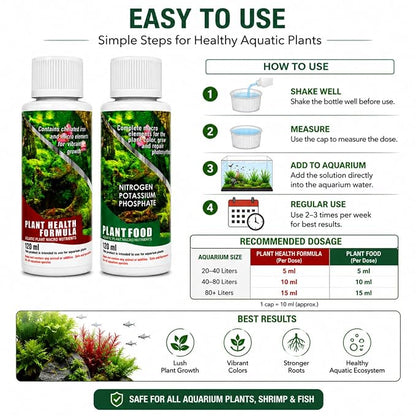 petzlifeworld Aquatic Remedies Aquarium Plants Fertiliser Combo, Plant Health Formula-120ML & Plant Food-120ML