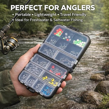 petzlifeworld Mini  and small Portable Fishing Tackle Box, 1pc Black Multi-Compartment Organizer with Lockable Lid & Design, Durable Lure Storage Case for Hooks, Rigs & Fishing Gear, Ideal for Anglers & Outdoor Use