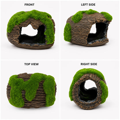 Petzlifewrold Aquarium Barrel Hideout Cave with Artificial Moss – Resin Fish Tank Shelter