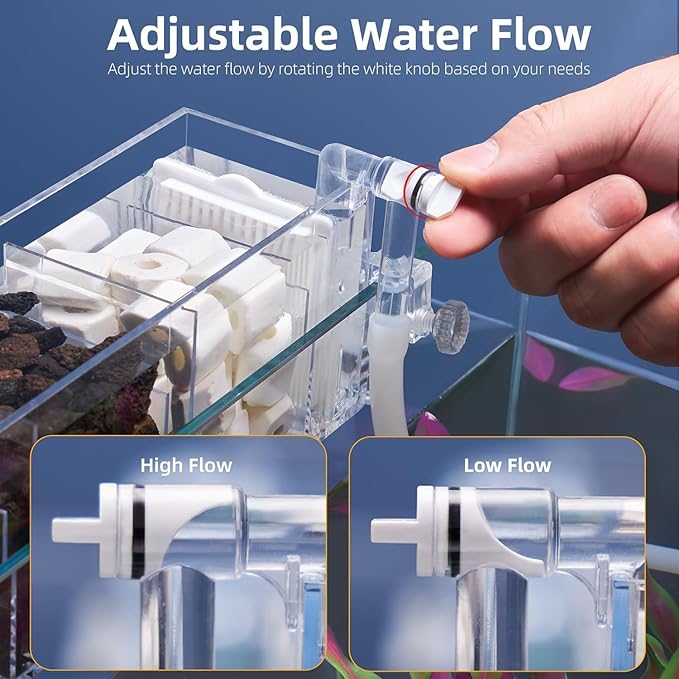 Petzlifeworld Transparent Acrylic Multi Layer Top Sump Filter Box with Pump & Filter Pad, Bio Wheel GD-17|5W|300L/H( Media Not Included)