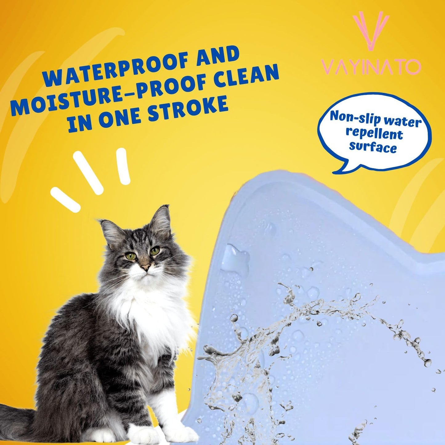 Petzlifeworld Cat Head-Shaped Grey Pet Feeding Mat with Raised Edges (44 * 24 cm) for Cats & Dogs