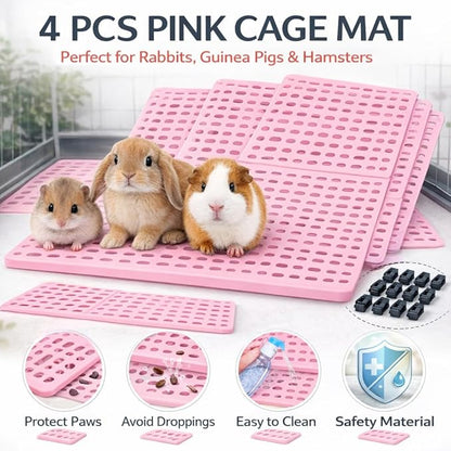 Petzlifeworld (34 * 25 Cm) Pet Cage Mat for Rabbit, Guinea Pig, Hamster Waterproof Plastic Feet Pads | Non-Slip Resting Floor Mats For Cats, Dogs, Bunny | Water Proof | Easy To Clean Cage Pads, Pink