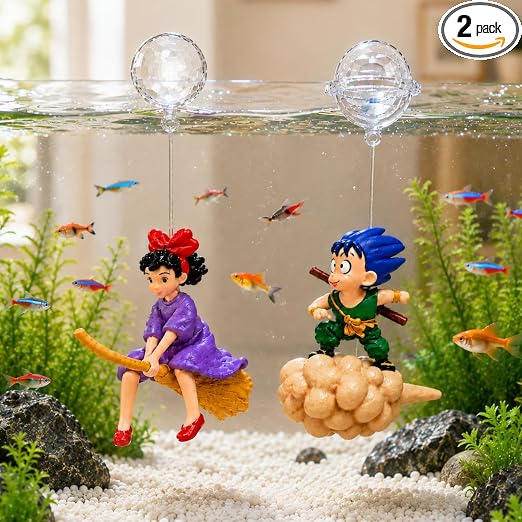 Petzlifeworld  2 Pcs Combo - Floating Little Witch & Gugu (Random Color) Aquarium Decorations Landscaping Fish Tank Toy – Cute and Lifelike Ornaments for a Magical Underwater World