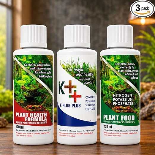 Petzlifeworld Aquatic Remedies (Pack of 3) Aquarium Plant Health Formula 120Ml & Plant Food 120Ml & K-Plus Plus 100Ml - Liquid