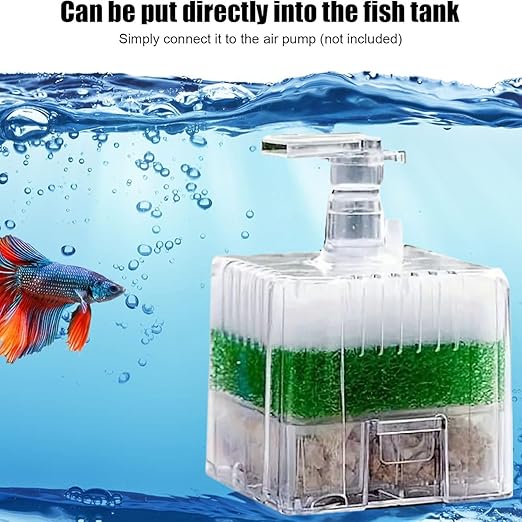 Xinyou XY-2011 Bio Sponge Filter (Square Shaped) with filter media | Suitable for Upto 2 Feet Tank | A Simple and Efficient Filter for Your Aquarium